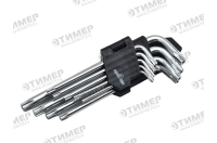 76435 Набор Г-образных звездочек TORX с отверстием на конце (9 предметов) PROFFI